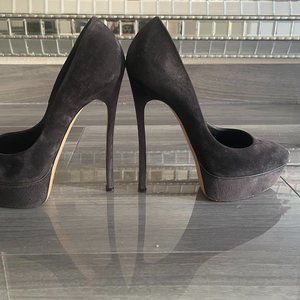 CASADEO PUMPS HIGH HEELS , GREY ,  suede,  SIZE 9